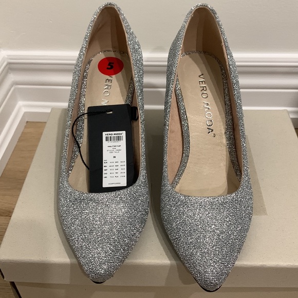 BNWT VERO MODA GLITTER CHUNKY PUMP SIZE 5 - Picture 5 of 8